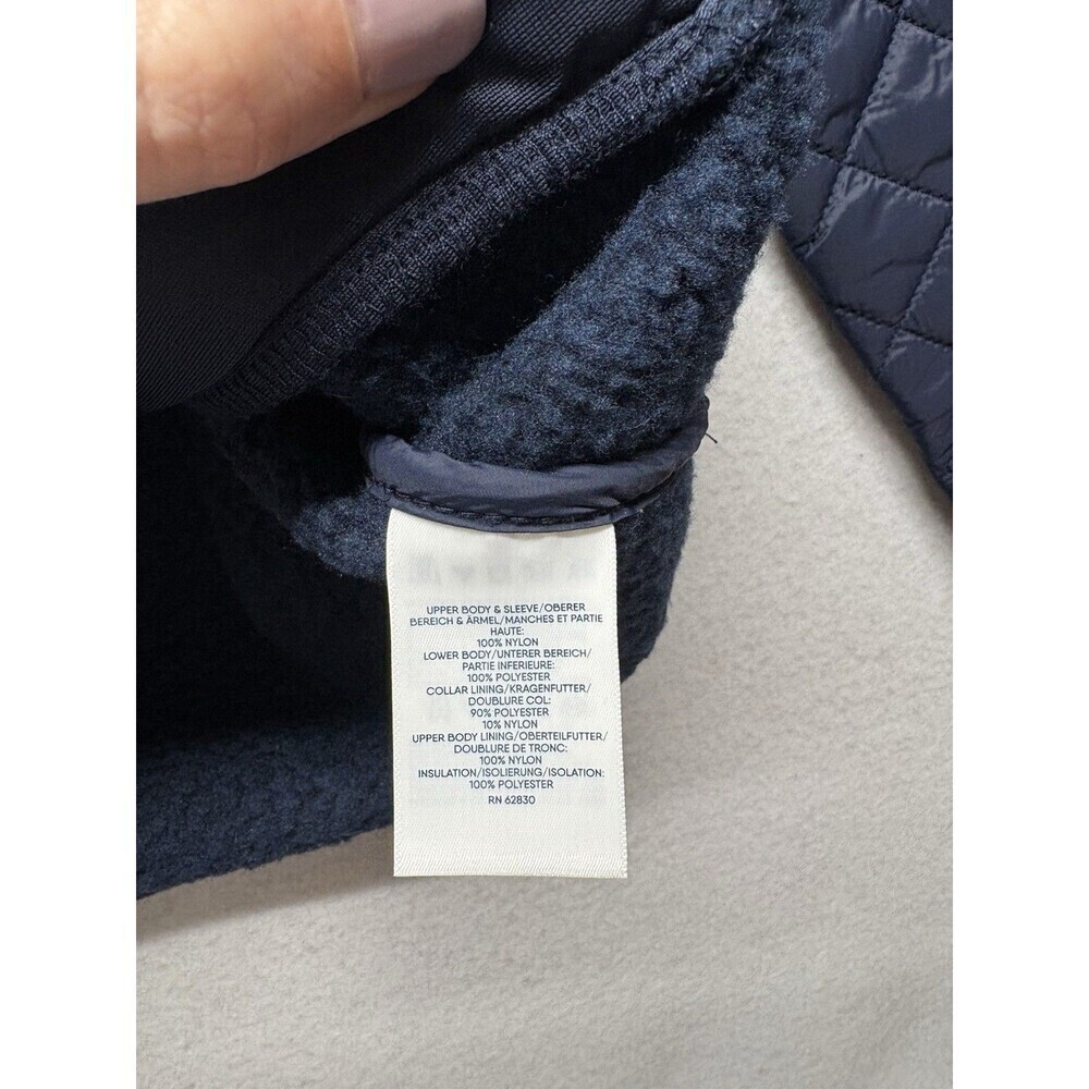 Mens Lands End Navy Blue Quilted Sweater Jacket Full Zip Size M Corduroy Barn - Picture 3 of 6